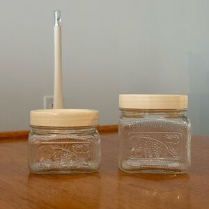 2 Vintage Borgonovo Italy Glass Kitchen Storage Containers White Minimalist Lid